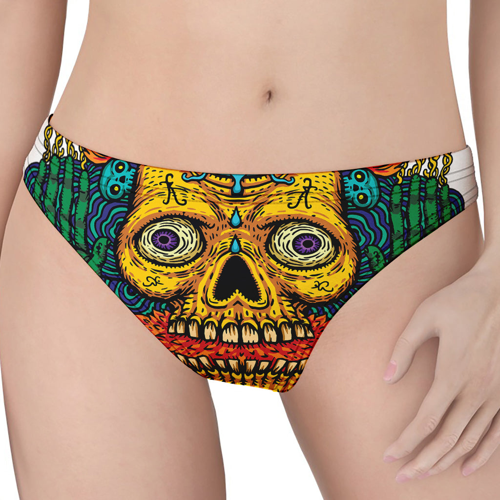 Psychedelic Skull Print Women's Thong