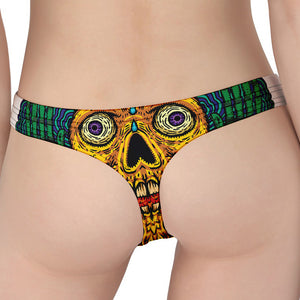 Psychedelic Skull Print Women's Thong