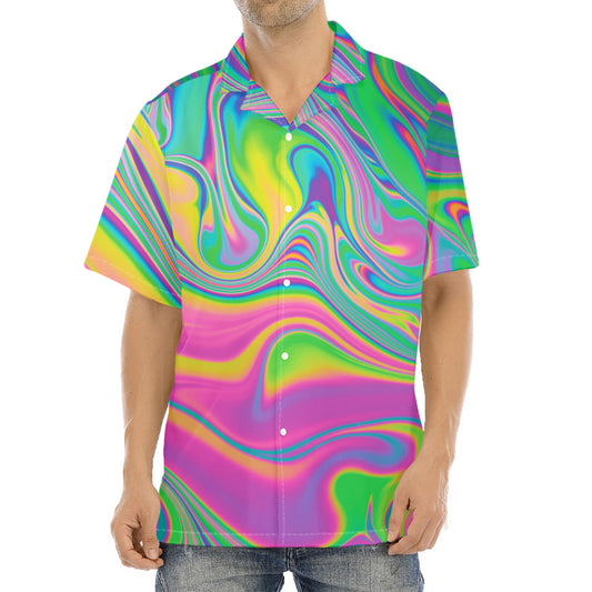 Psychedelic Soap Bubble Print Aloha Shirt