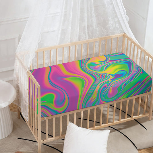 Psychedelic Soap Bubble Print Baby Crib Sheet