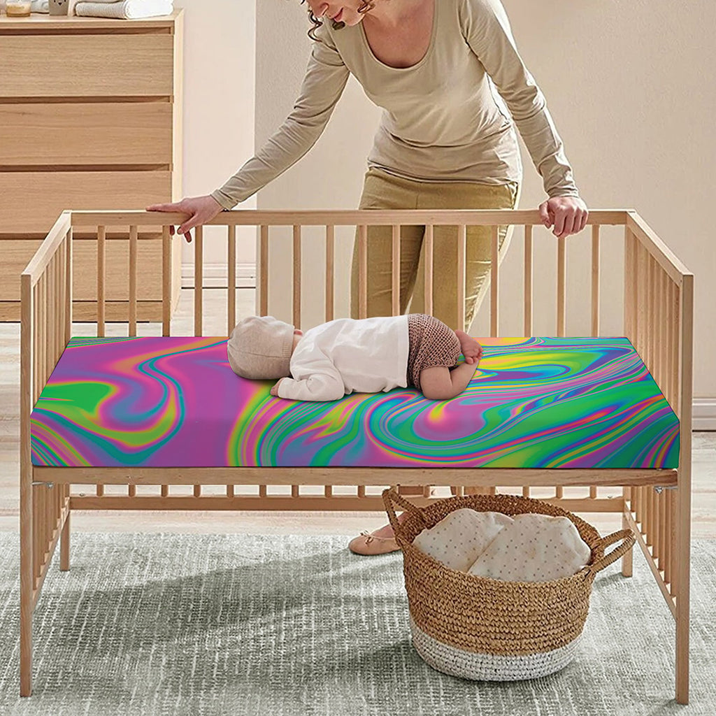 Psychedelic Soap Bubble Print Baby Crib Sheet