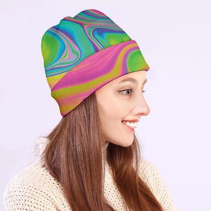 Psychedelic Soap Bubble Print Beanie