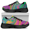 Psychedelic Soap Bubble Print Black Chunky Shoes