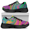 Psychedelic Soap Bubble Print Black Chunky Shoes