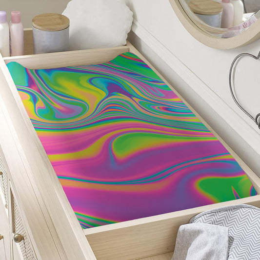 Psychedelic Soap Bubble Print Changing Pad Cover