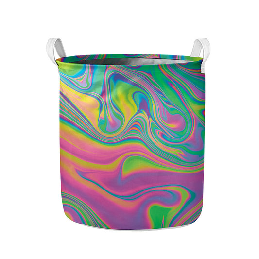 Psychedelic Soap Bubble Print Collapsible Laundry Basket
