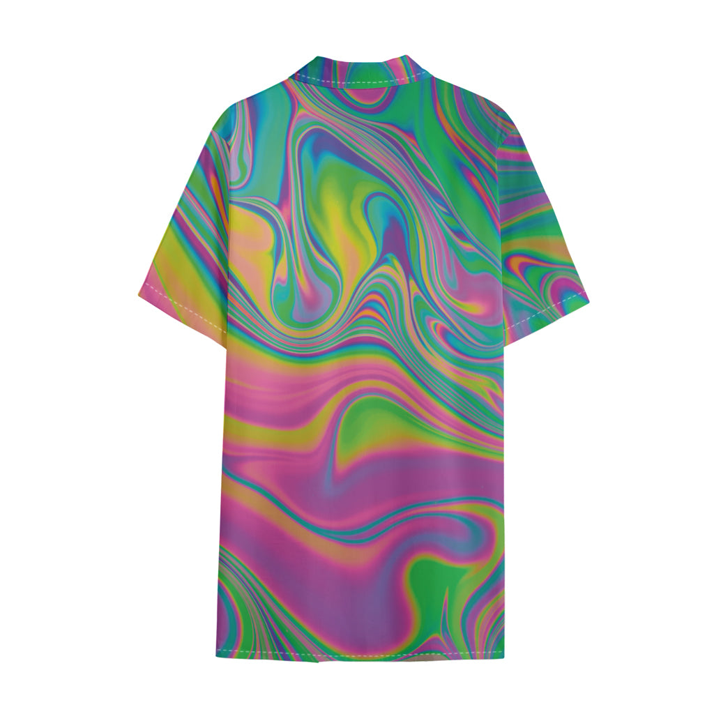 Psychedelic Soap Bubble Print Cotton Hawaiian Shirt