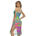 Psychedelic Soap Bubble Print Cross Back Cami Dress