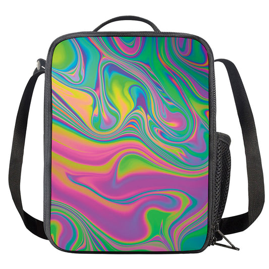 Psychedelic Soap Bubble Print Crossbody Lunch Bag