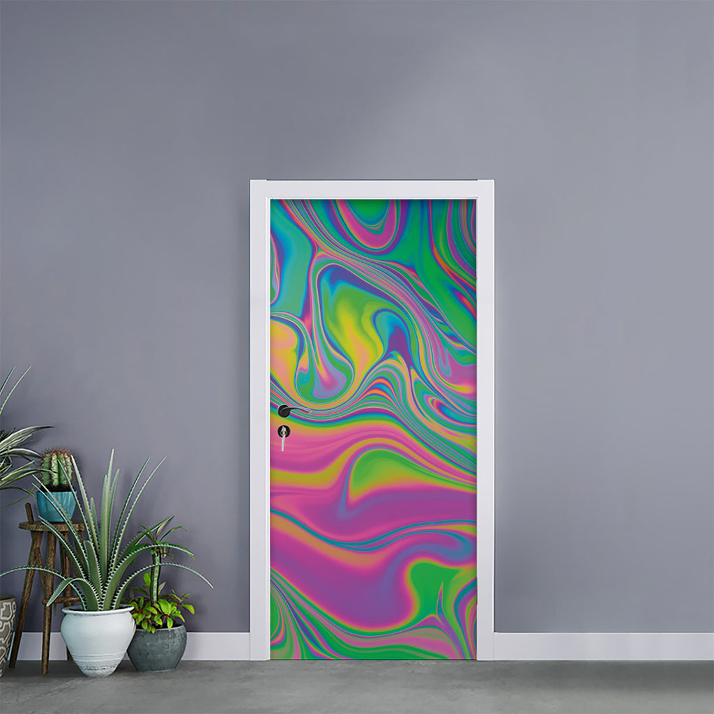 Psychedelic Soap Bubble Print Door Sticker