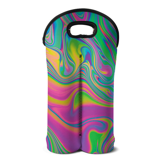 Psychedelic Soap Bubble Print Double Neoprene Wine Tote
