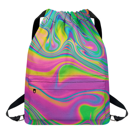 Psychedelic Soap Bubble Print Drawstring Backpack