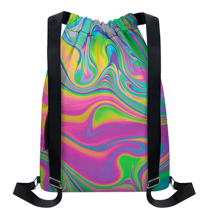 Psychedelic Soap Bubble Print Drawstring Backpack