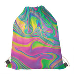 Psychedelic Soap Bubble Print Drawstring Bag