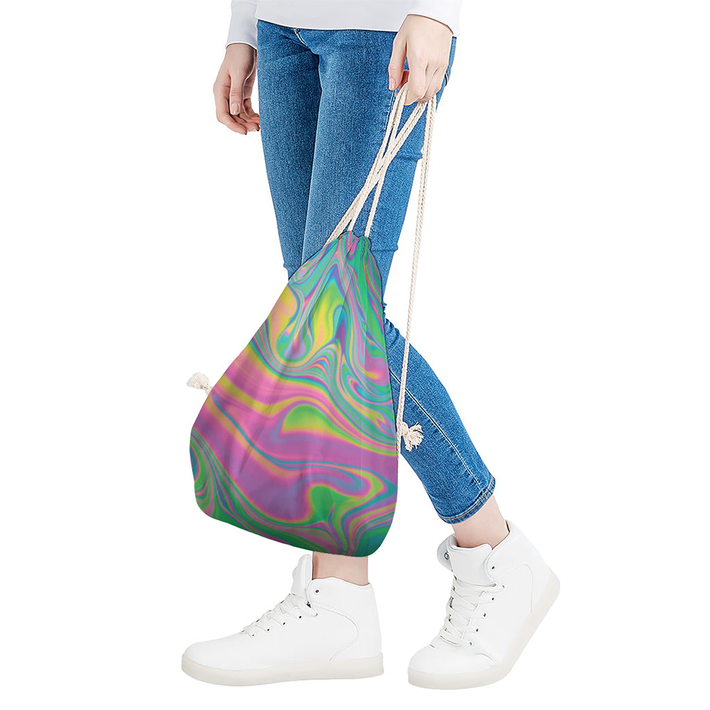 Psychedelic Soap Bubble Print Drawstring Bag