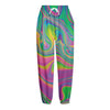 Psychedelic Soap Bubble Print Fleece Lined Knit Pants