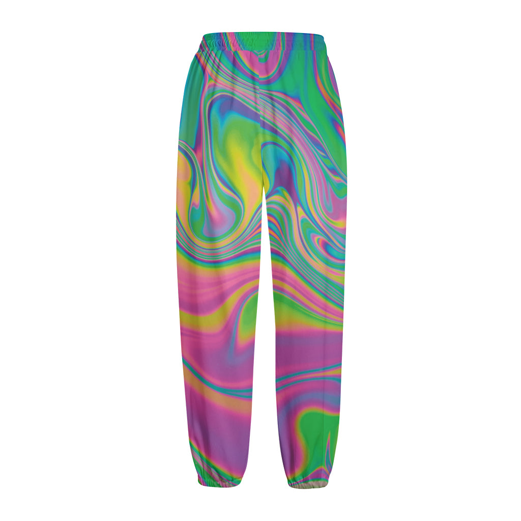 Psychedelic Soap Bubble Print Fleece Lined Knit Pants