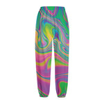 Psychedelic Soap Bubble Print Fleece Lined Knit Pants