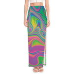 Psychedelic Soap Bubble Print High Slit Maxi Skirt