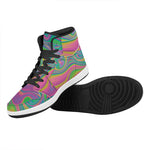 Psychedelic Soap Bubble Print High Top Leather Sneakers