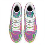 Psychedelic Soap Bubble Print High Top Leather Sneakers