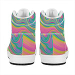 Psychedelic Soap Bubble Print High Top Leather Sneakers