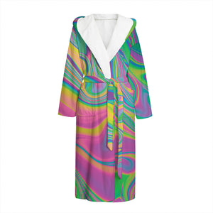 Psychedelic Soap Bubble Print Hooded Bathrobe