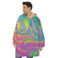 Psychedelic Soap Bubble Print Hoodie Blanket