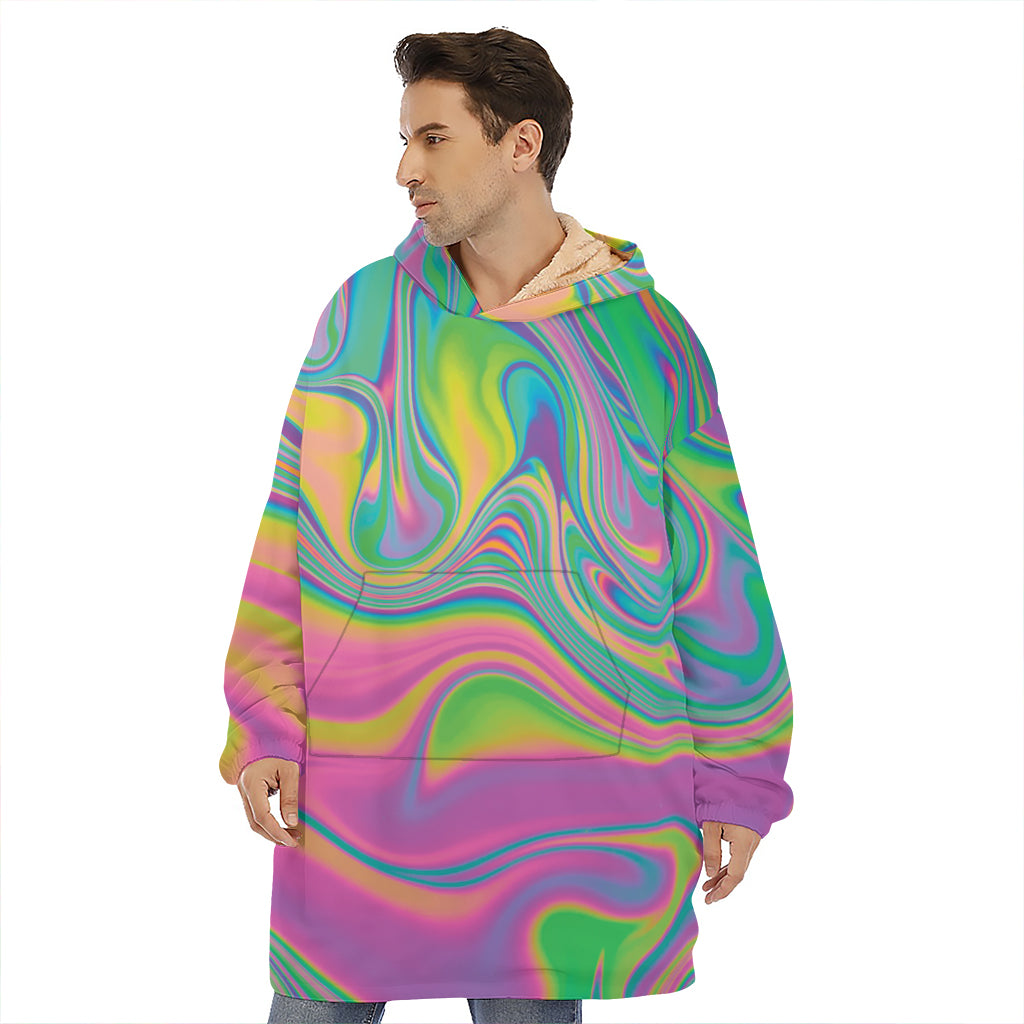 Psychedelic Soap Bubble Print Hoodie Blanket