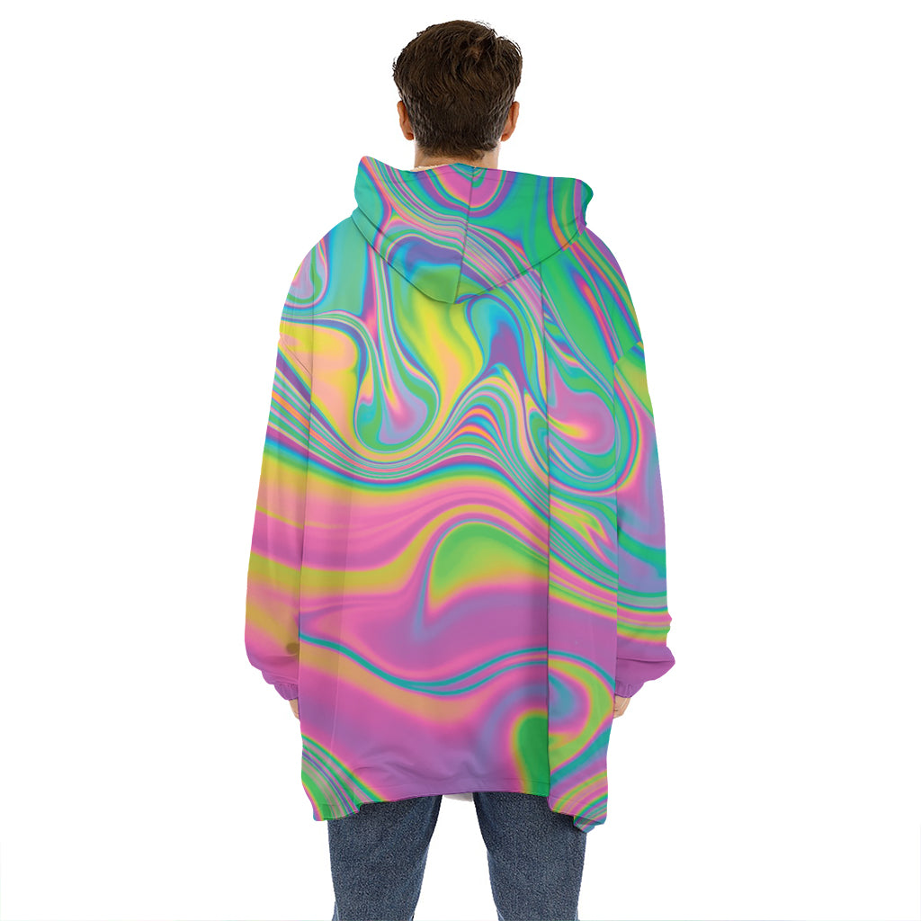 Psychedelic Soap Bubble Print Hoodie Blanket