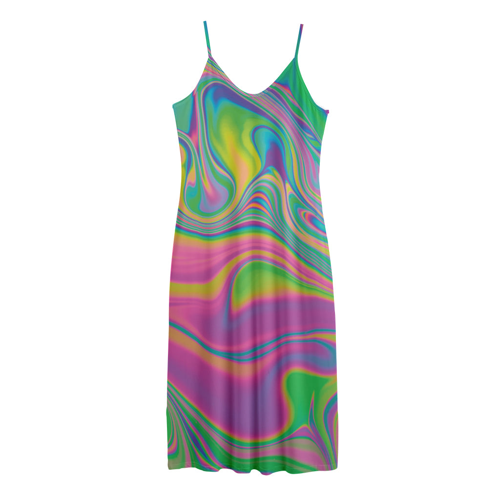 Psychedelic Soap Bubble Print Jersey Midi Cami Dress