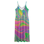 Psychedelic Soap Bubble Print Jersey Midi Cami Dress