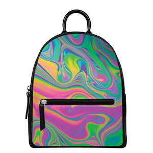 Psychedelic Soap Bubble Print Leather Backpack