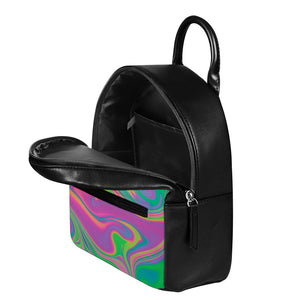 Psychedelic Soap Bubble Print Leather Backpack