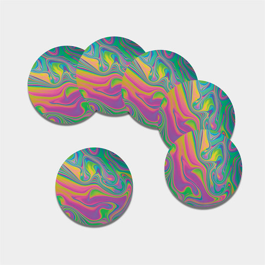 Psychedelic Soap Bubble Print Leather Coaster Set
