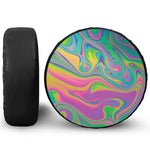 Psychedelic Soap Bubble Print Leather Spare Tire Cover