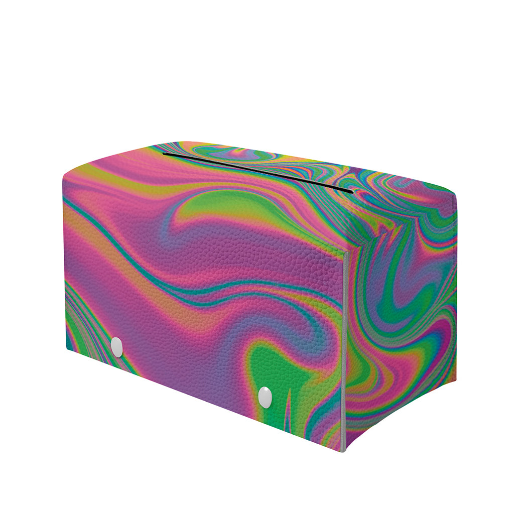 Psychedelic Soap Bubble Print Leather Tissue Box Cover