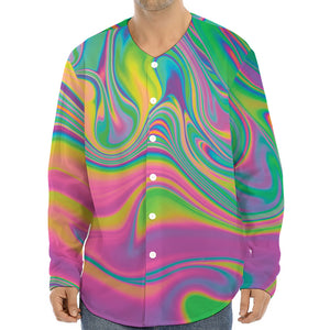 Psychedelic Soap Bubble Print Long Sleeve Baseball Jersey