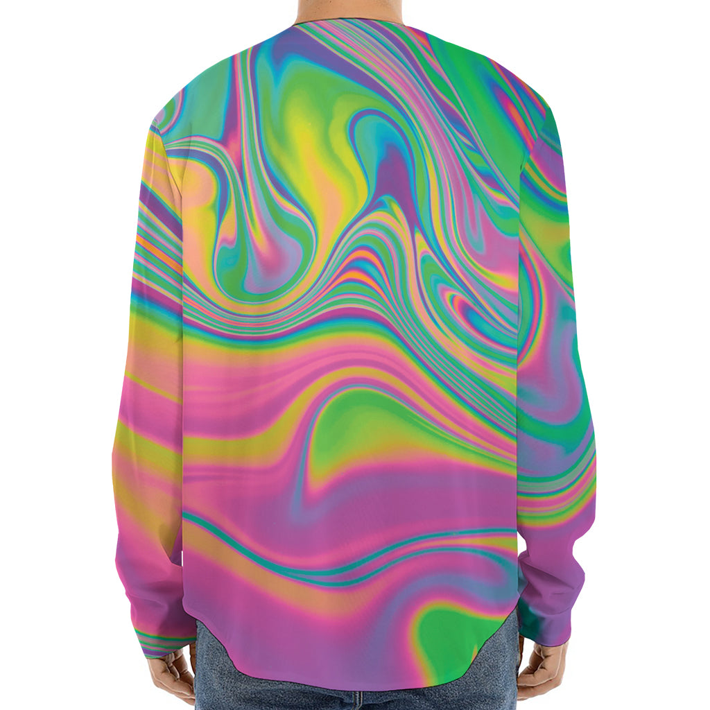 Psychedelic Soap Bubble Print Long Sleeve Baseball Jersey