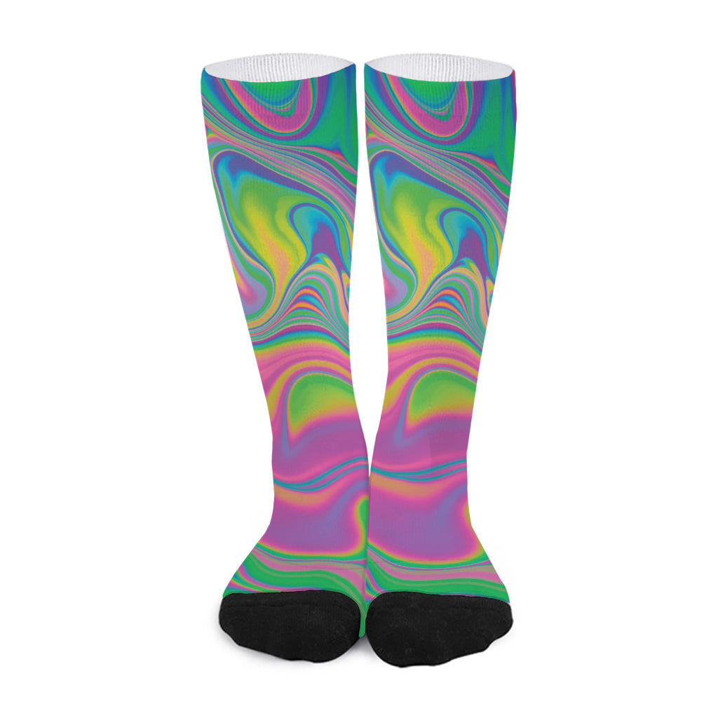 Psychedelic Soap Bubble Print Long Socks