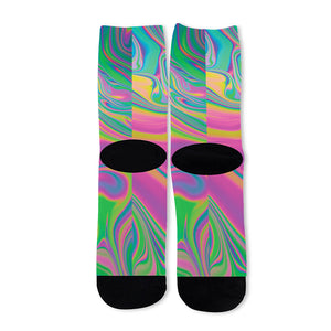 Psychedelic Soap Bubble Print Long Socks