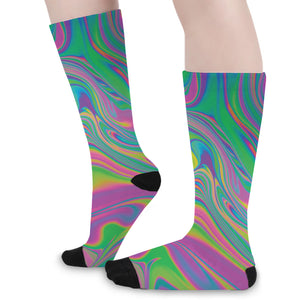 Psychedelic Soap Bubble Print Long Socks