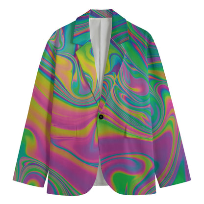 Psychedelic Soap Bubble Print Men's Cotton Blazer