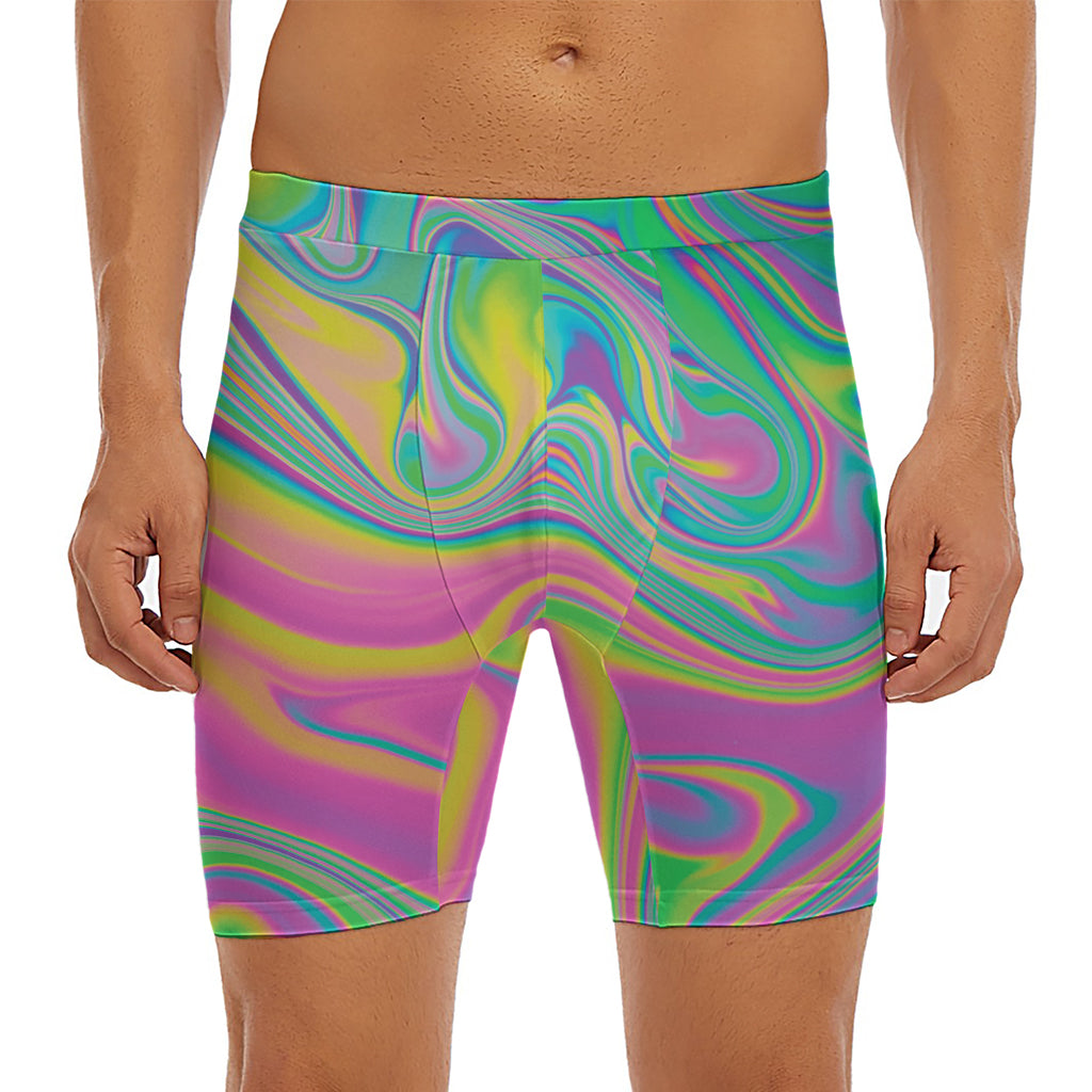 Psychedelic Soap Bubble Print Men's Long Boxer Briefs