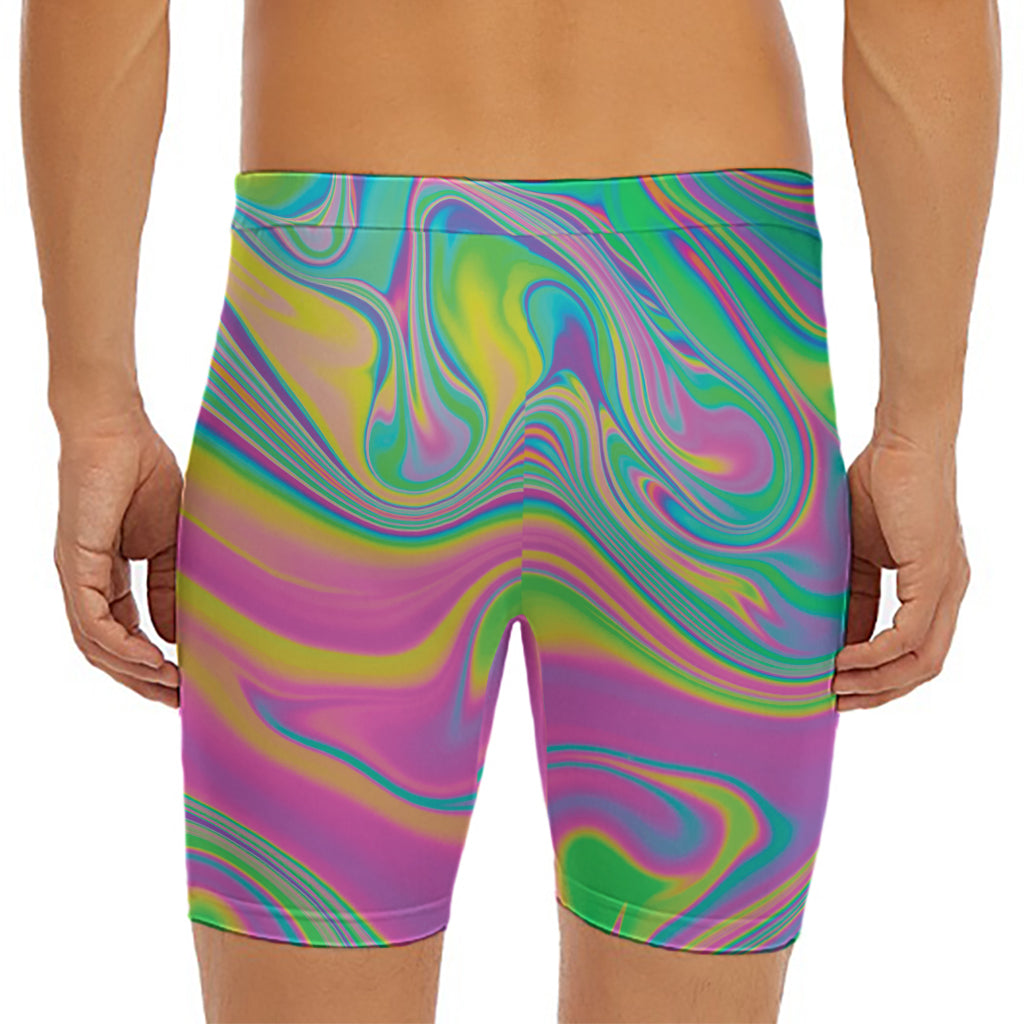 Psychedelic Soap Bubble Print Men's Long Boxer Briefs