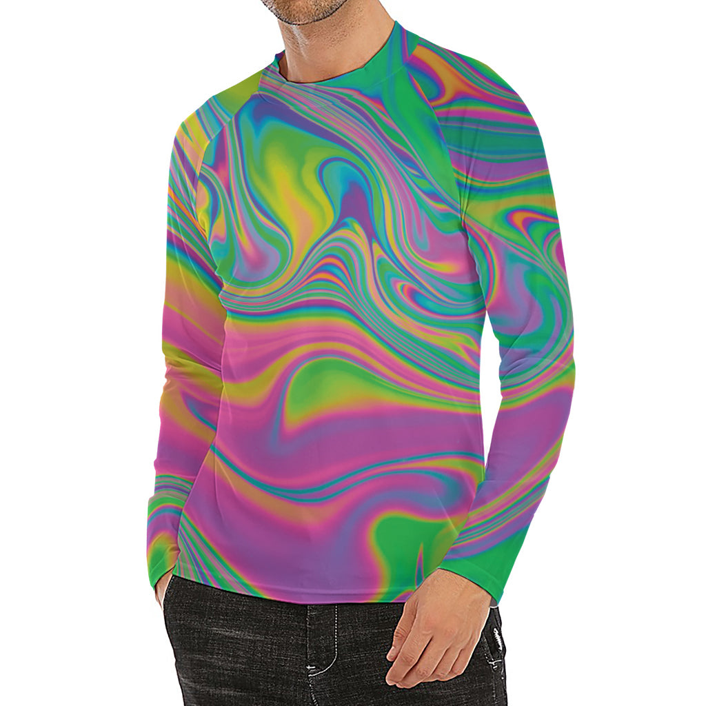 Psychedelic Soap Bubble Print Men's Long Sleeve Rash Guard