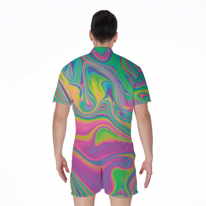 Psychedelic Soap Bubble Print Men's Rompers