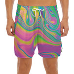 Psychedelic Soap Bubble Print Men's Split Running Shorts