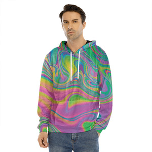 Psychedelic Soap Bubble Print Men's Velvet Pullover Hoodie