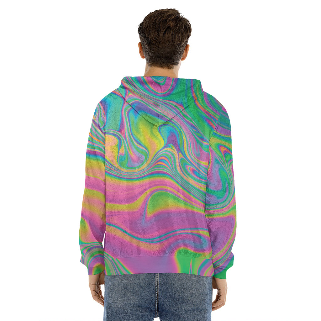 Psychedelic Soap Bubble Print Men's Velvet Pullover Hoodie